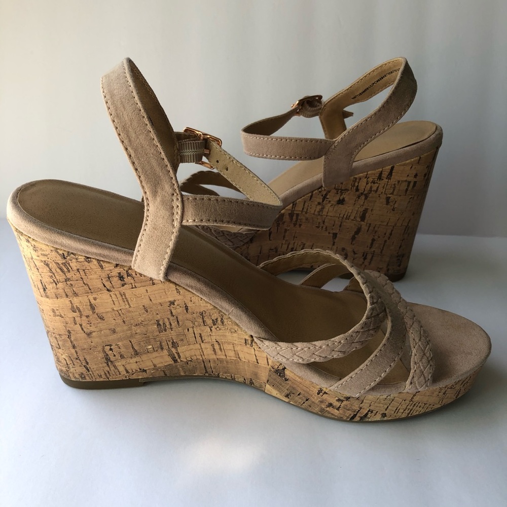 Nude Cork Wedge Sandals